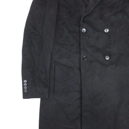 Dior Homme Cashmere Double Breasted Chesterfield Coat Peaked Lapel 48 Black