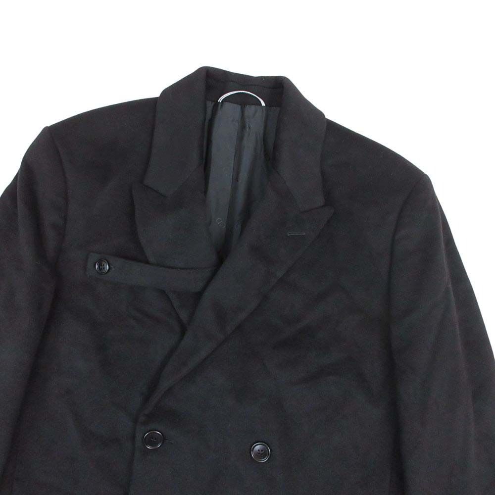 Dior Homme Cashmere Double Breasted Chesterfield Coat Peaked Lapel 48 Black