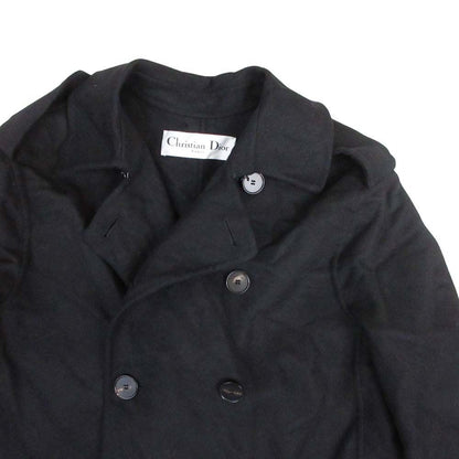 Dior Double Face Melton Trench Coat 2-Way Long 34 Black
