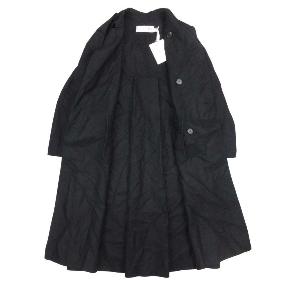 Dior Double Face Melton Trench Coat 2-Way Long 34 Black