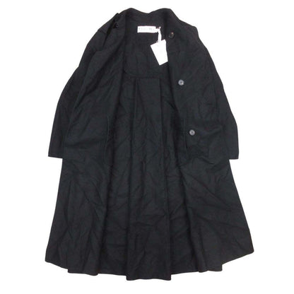 Dior Double Face Melton Trench Coat 2-Way Long 34 Black