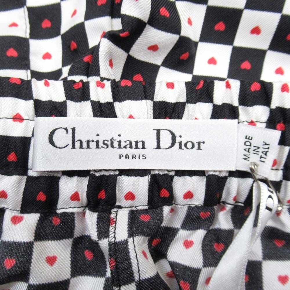 Dior Heart Shorts Silk Twill 34 Red White Black