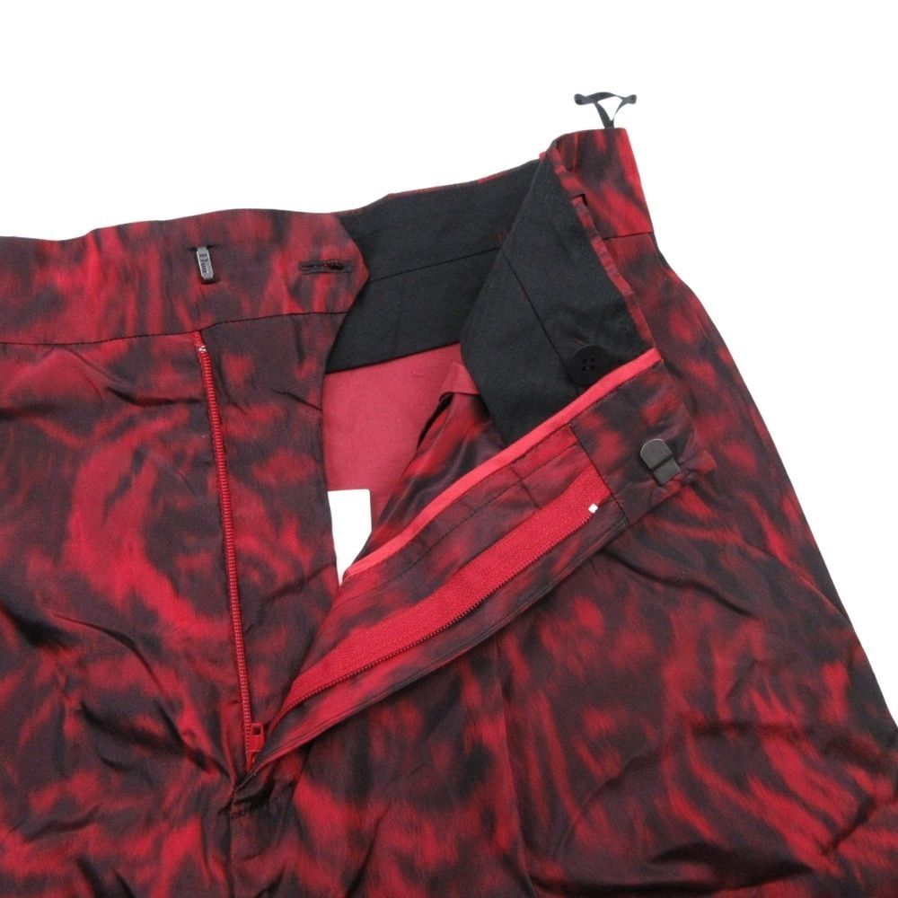 Dior All Over Pattern Silk Trousers Tucked Pants Tapered 36 Red