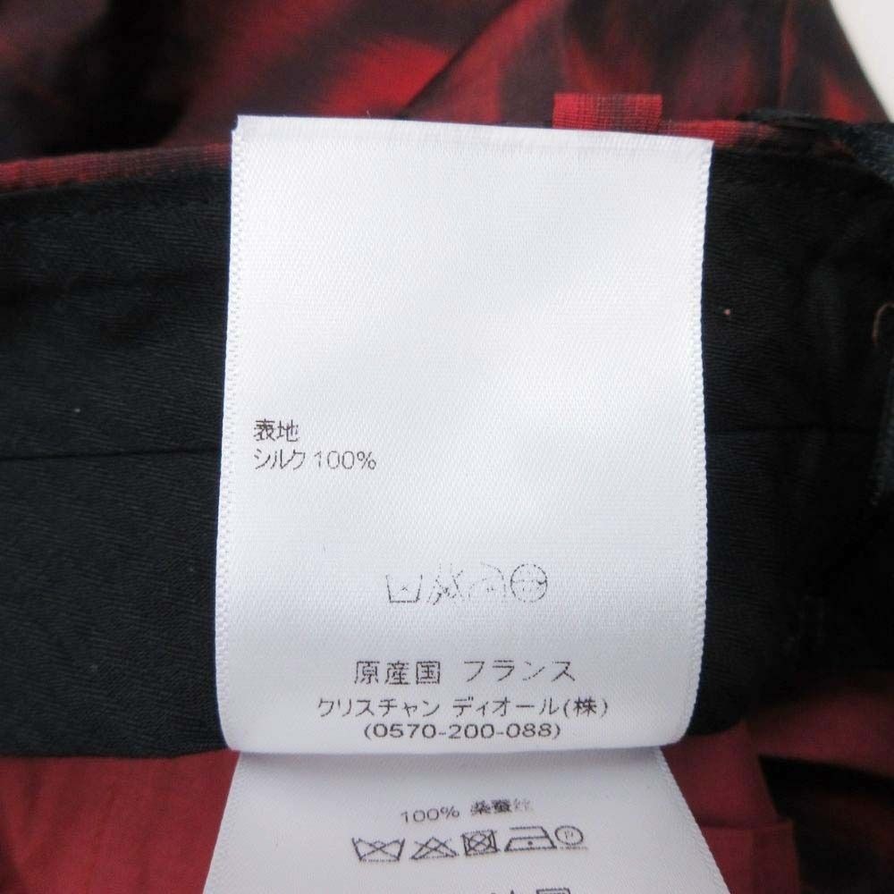 Dior All Over Pattern Silk Trousers Tucked Pants Tapered 36 Red
