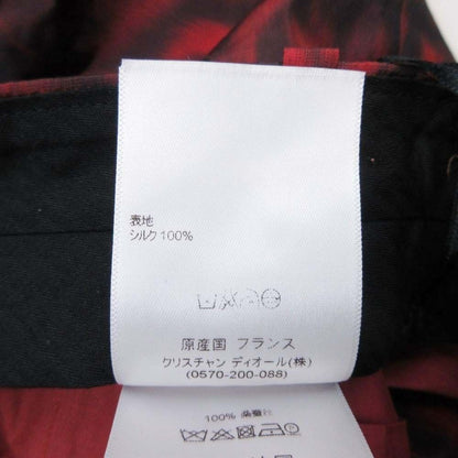 Dior All Over Pattern Silk Trousers Tucked Pants Tapered 36 Red