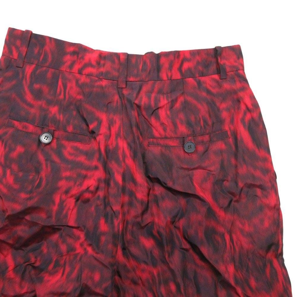 Dior All Over Pattern Silk Trousers Tucked Pants Tapered 36 Red