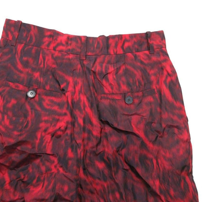 Dior All Over Pattern Silk Trousers Tucked Pants Tapered 36 Red