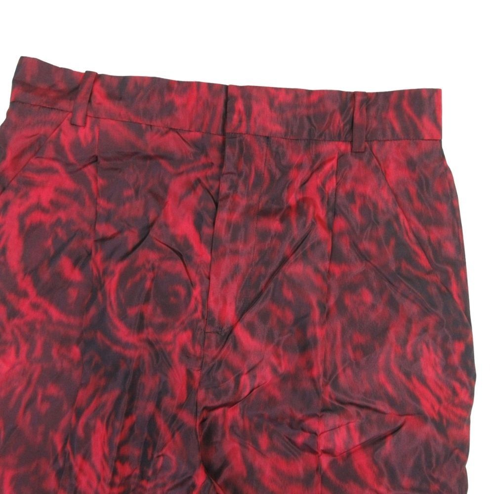 Dior All Over Pattern Silk Trousers Tucked Pants Tapered 36 Red