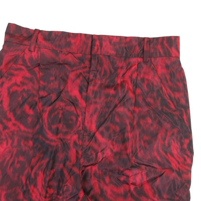 Dior All Over Pattern Silk Trousers Tucked Pants Tapered 36 Red