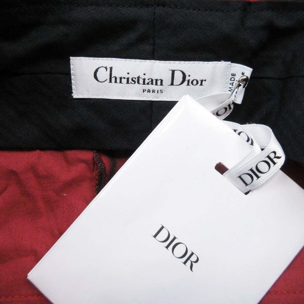 Dior All Over Pattern Silk Trousers Tucked Pants Tapered 36 Red