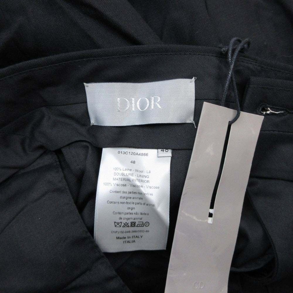 Dior Homme Wool Trousers Pants Pleated No Tuck 48 Black