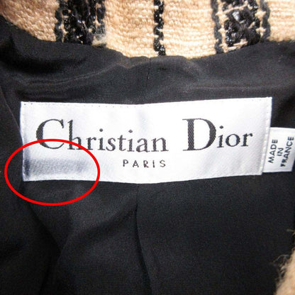 Dior Stripe Double Breasted Jacket Jute Trike Leather 36 Beige