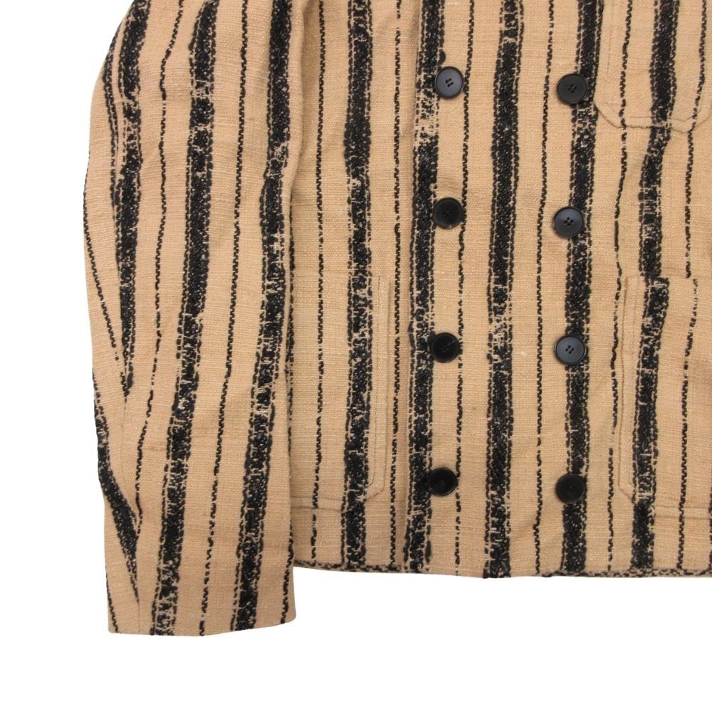 Dior Stripe Double Breasted Jacket Jute Trike Leather 36 Beige
