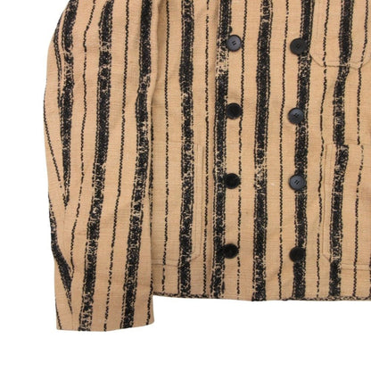 Dior Stripe Double Breasted Jacket Jute Trike Leather 36 Beige