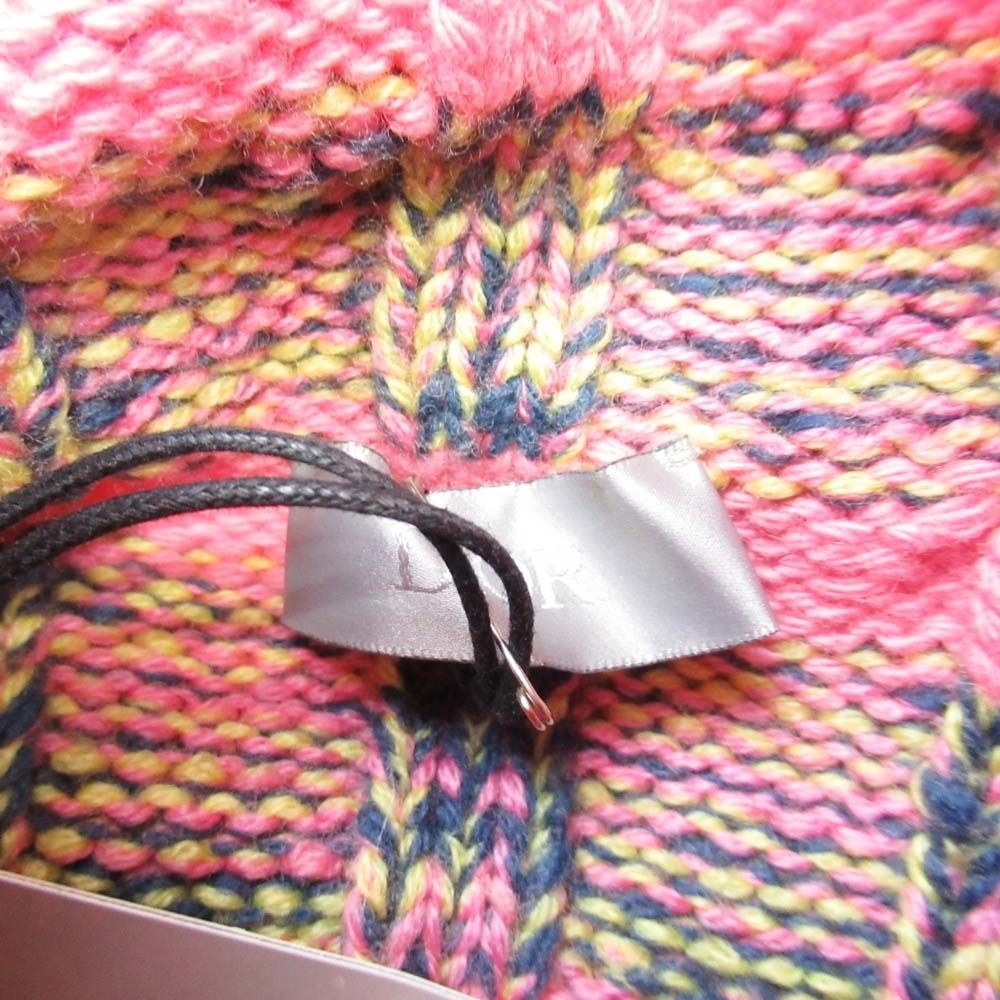 Dior Homme Wool Cashmere Border Turtleneck Knit Cable Sweater M Pink