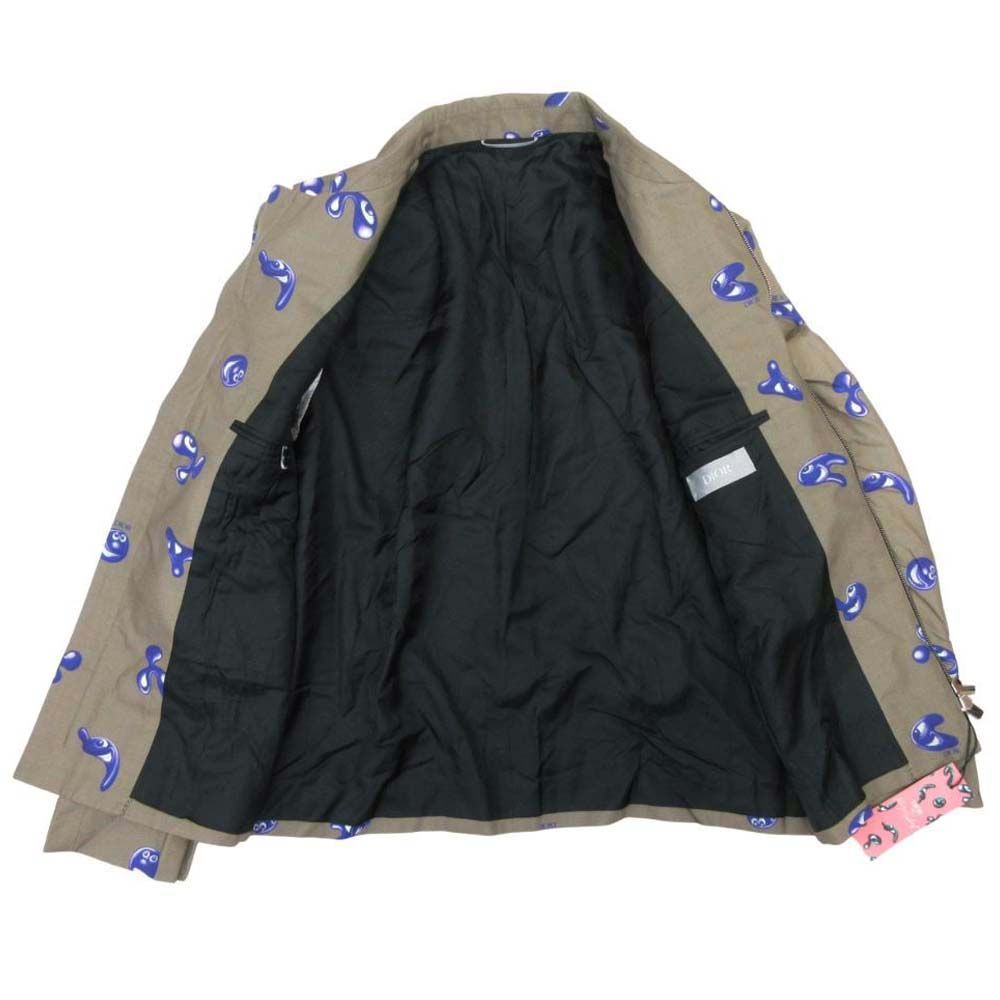 Dior Homme Kenny Shaaf Wool Mohair All Over Pattern Zip Up Jacket 50 Khaki