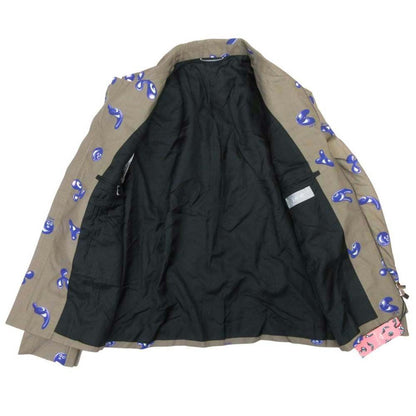 Dior Homme Kenny Shaaf Wool Mohair All Over Pattern Zip Up Jacket 50 Khaki