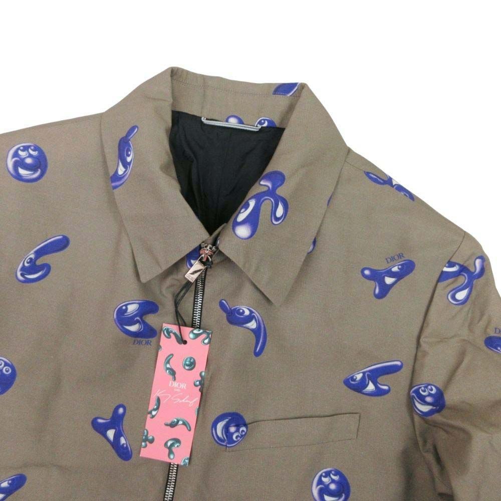 Dior Homme Kenny Shaaf Wool Mohair All Over Pattern Zip Up Jacket 50 Khaki