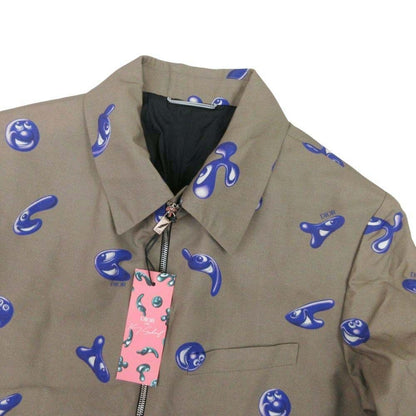 Dior Homme Kenny Shaaf Wool Mohair All Over Pattern Zip Up Jacket 50 Khaki