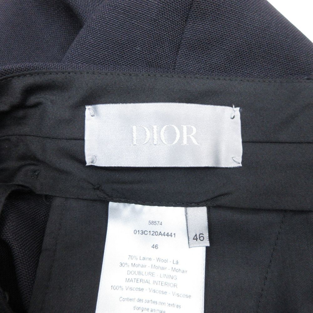 Dior Homme Wool Mohair Trousers Pants Pleated No Tuck 46 Navy
