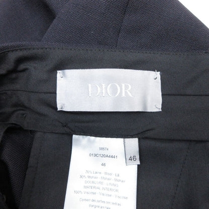 Dior Homme Wool Mohair Trousers Pants Pleated No Tuck 46 Navy