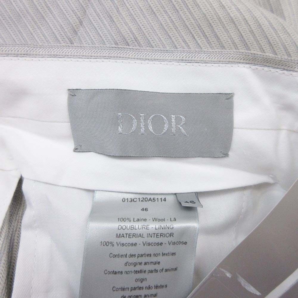 Dior Homme Wool Striped Trousers Pants Pleated 46 Light Gray