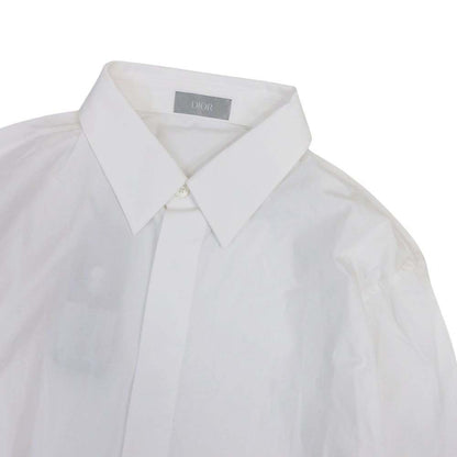 Dior Homme Dress Shirt Logo Embroidery Blouse Top Long Sleeve Fly Front 38 White
