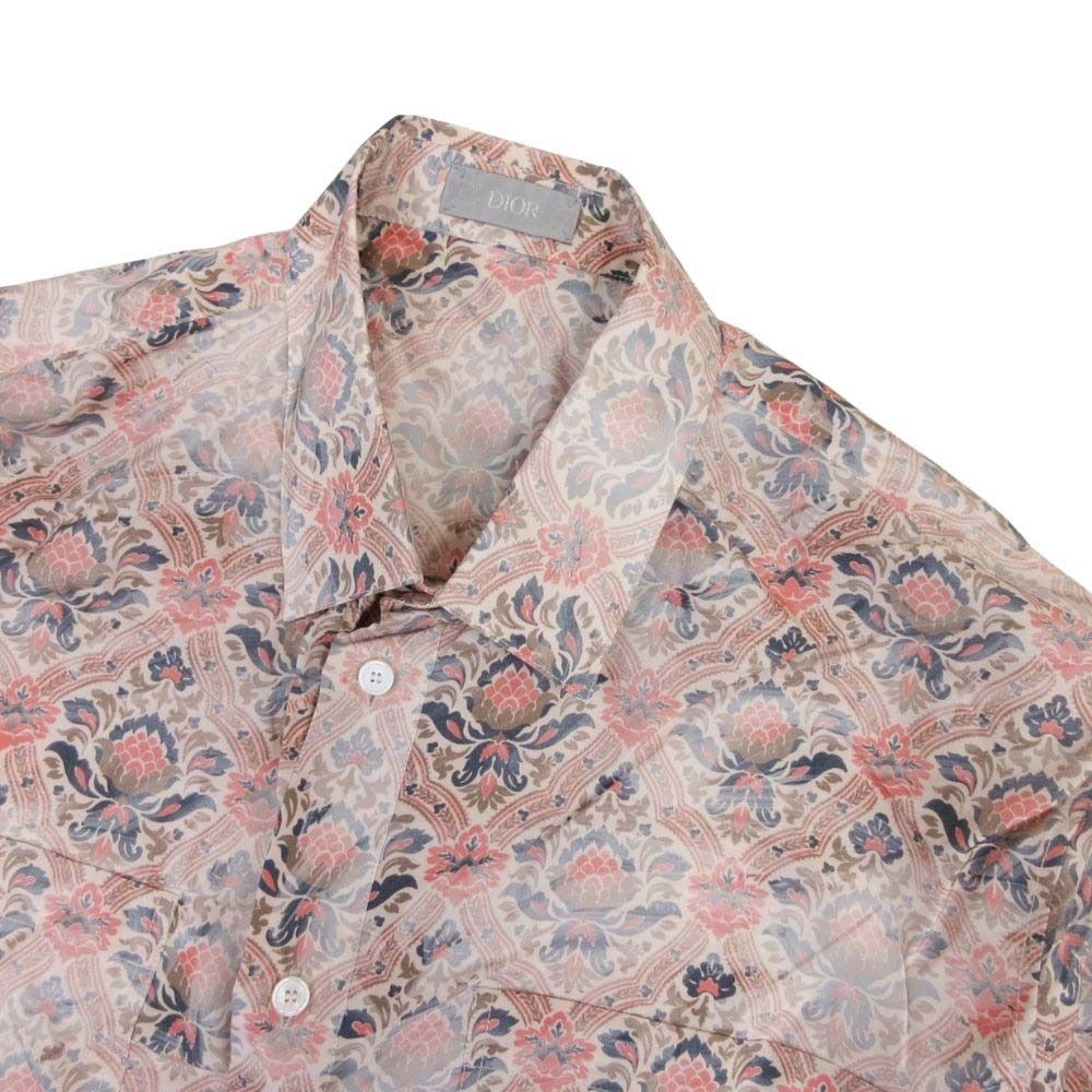 Dior Homme Amoako Boafo Silk Satin All Over Pattern Shirt Blouse Long Sleeve