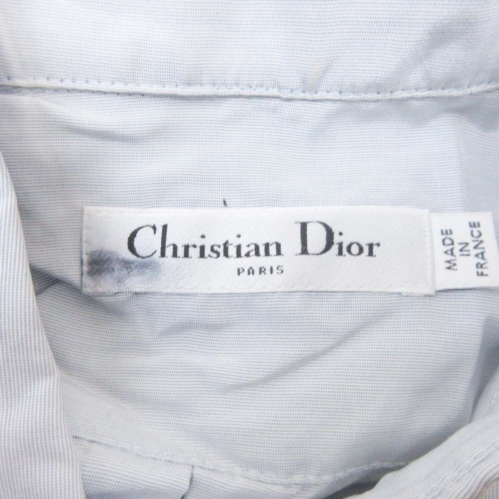 Dior Hem Line Short Sleeve Shirt Cdlogo Bee Embroidery Blouse Top Silk 36 Light