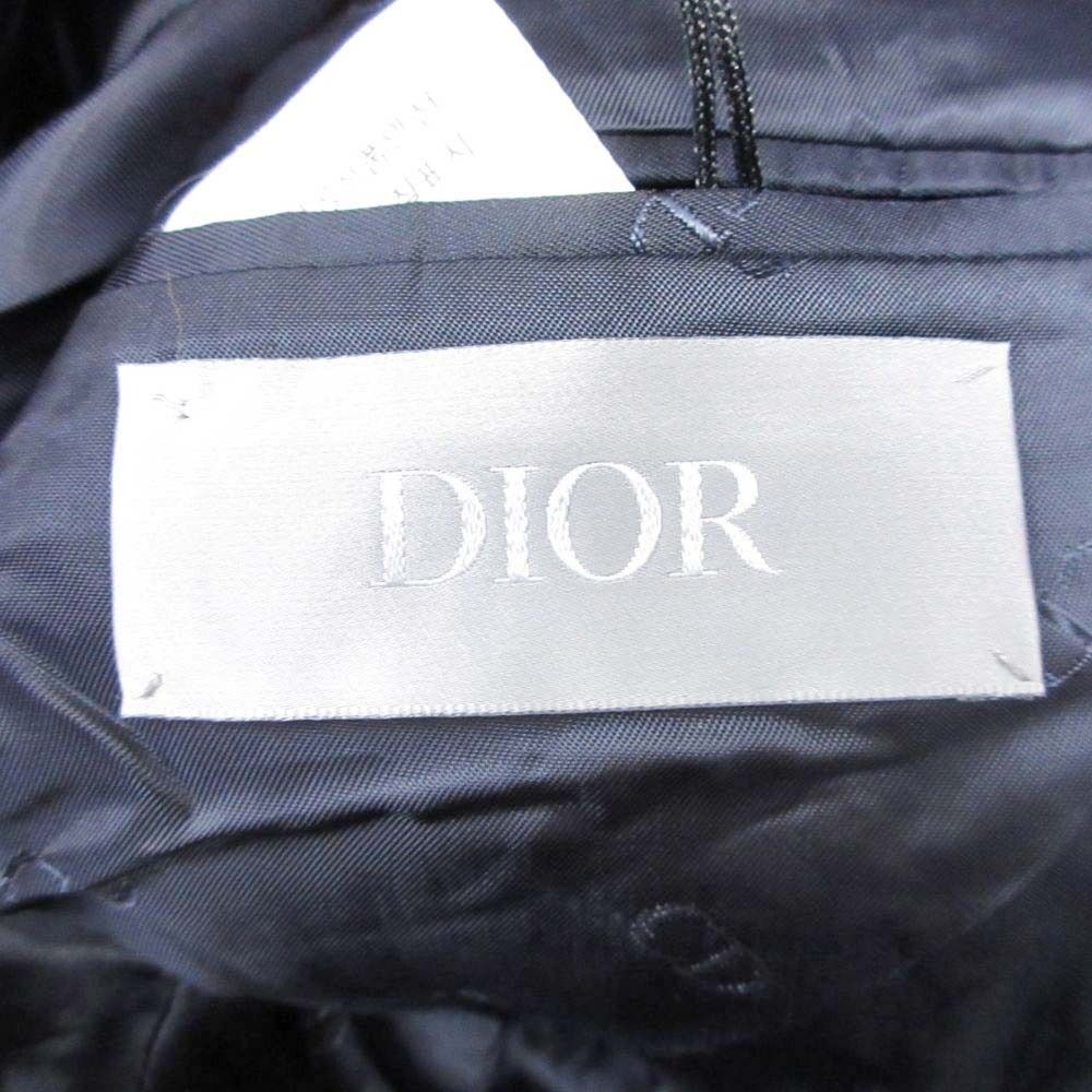Dior Homme Tailored Jacket Peaked Lapel Blue Leather Single Kim Jones Era 46