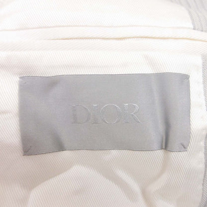 Dior Homme Layered Striped Tweed Jacket Peaked Lapel Blue Leather 2 Buttons 46