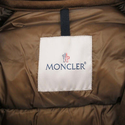 Moncler Ravni Sheep Leather Suede Biker Down Jacket Single Rider 2 Brown
