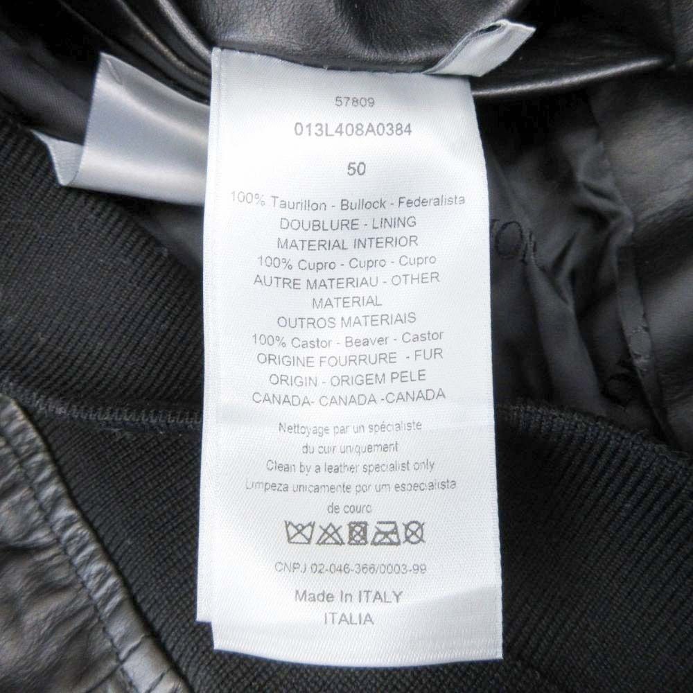 Dior Homme B-3 Shearling Leather Jacket 50 Black