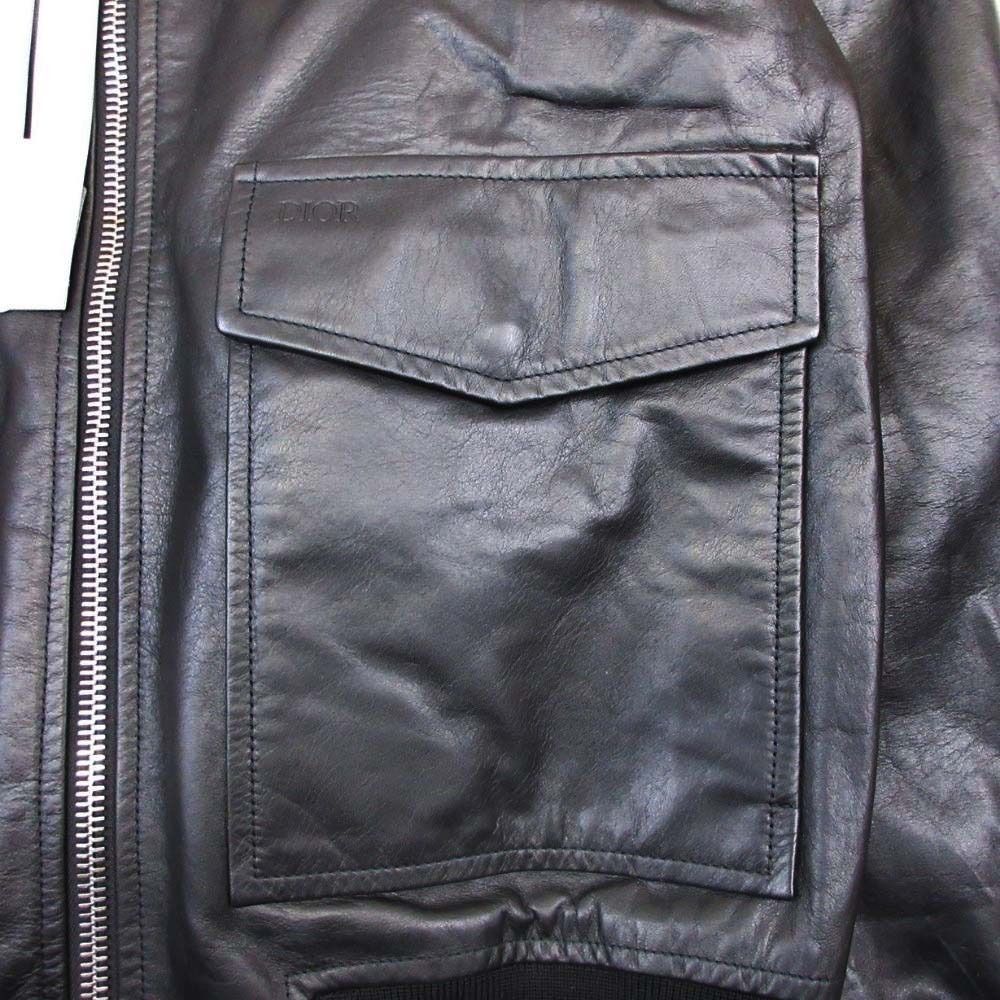 Dior Homme B-3 Shearling Leather Jacket 50 Black