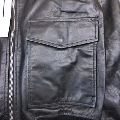 Dior Homme B-3 Shearling Leather Jacket 50 Black