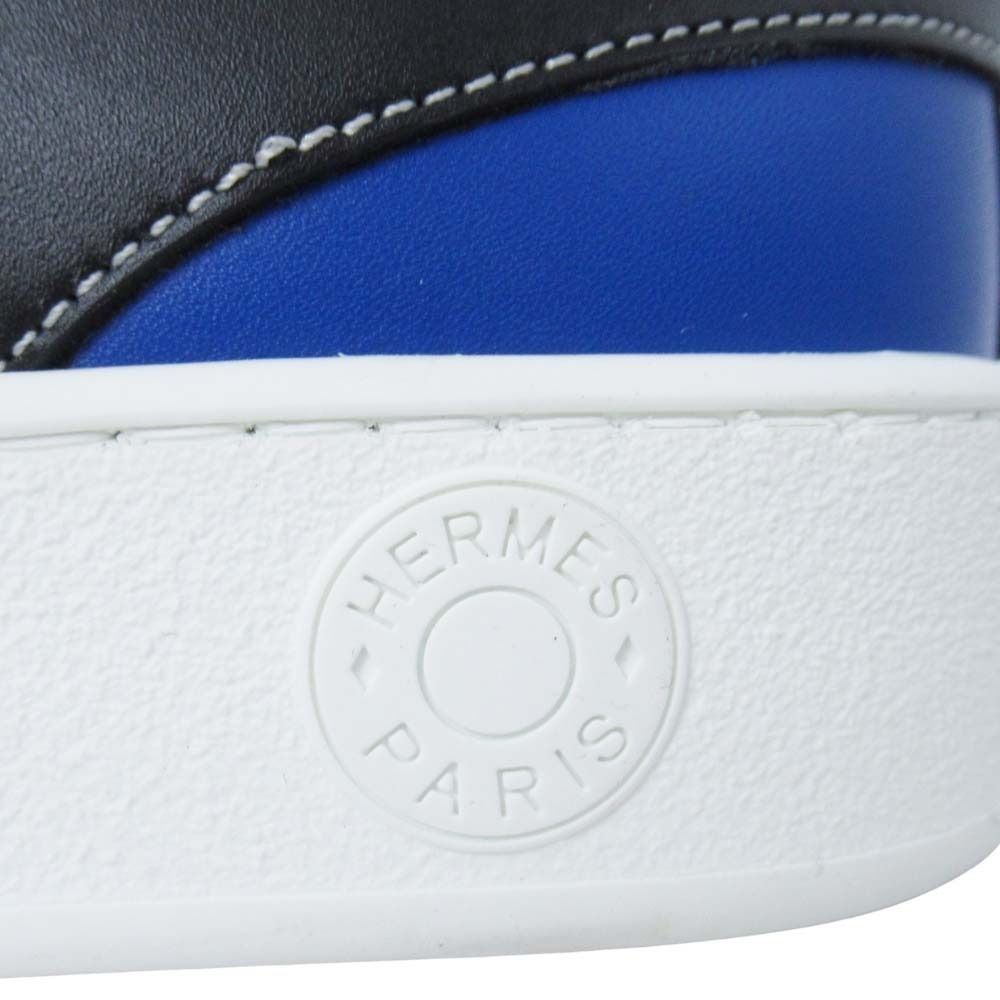 Hermes Freestyle Sneakers High Cut Series Logo Shoes 40.5 Black White Blue