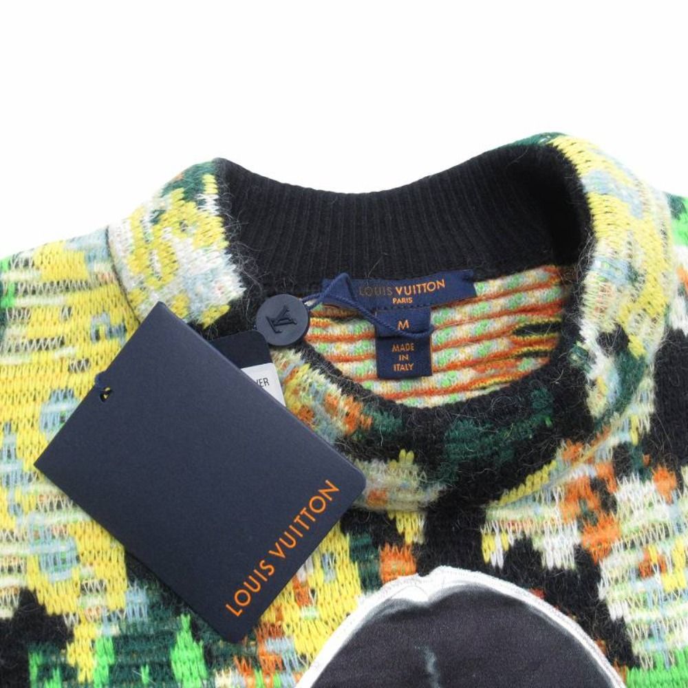 Louis Vuitton David Sims Flower Jacquard Knit Sweater M Yellow Green Multicolor