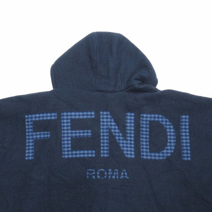 Fendi Back Logo Wool Cashmere Poncho Jacket Fringe Navy