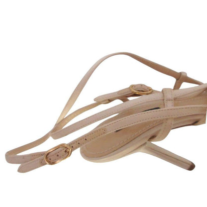Dolce & Gabbana Satin Ankle Strap Sandals Heels Shoes 35 Beige