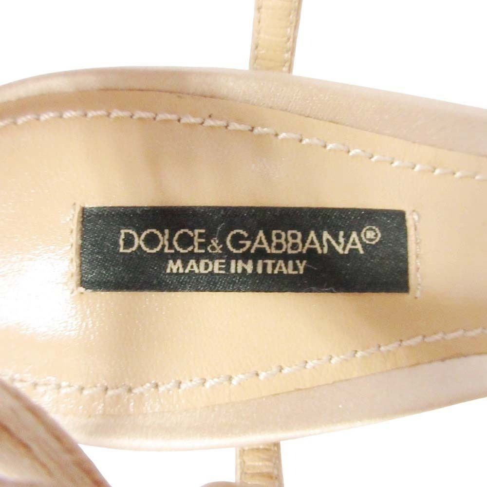 Dolce & Gabbana Satin Ankle Strap Sandals Heels Shoes 35 Beige