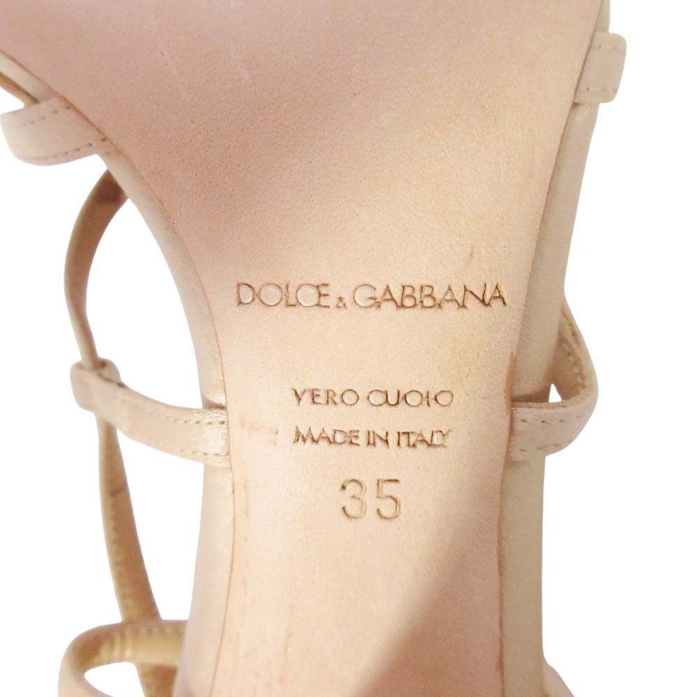Dolce & Gabbana Satin Ankle Strap Sandals Heels Shoes 35 Beige