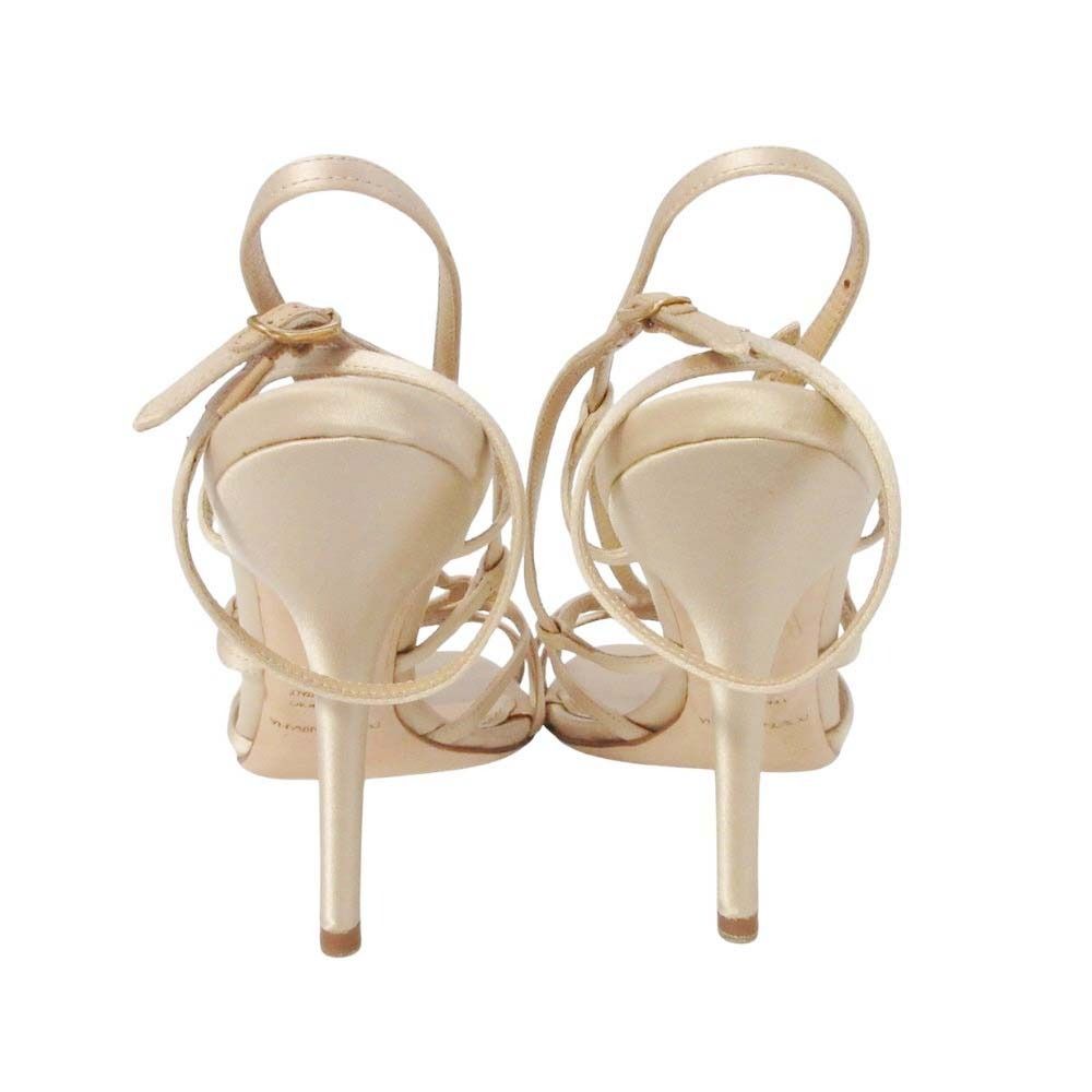 Dolce & Gabbana Satin Ankle Strap Sandals Heels Shoes 35 Beige