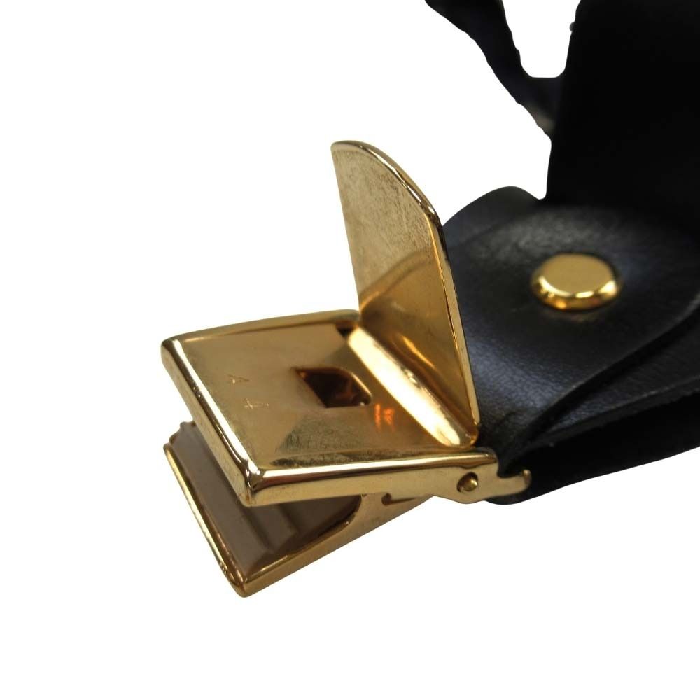 Hermes Vintage Suspenders Hanging Belt Silk Carre Gold Black