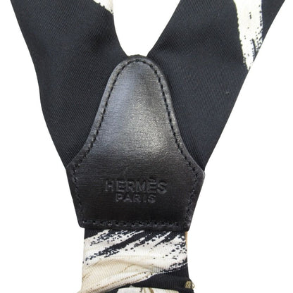 Hermes Vintage Suspenders Hanging Belt Silk Carre Gold Black