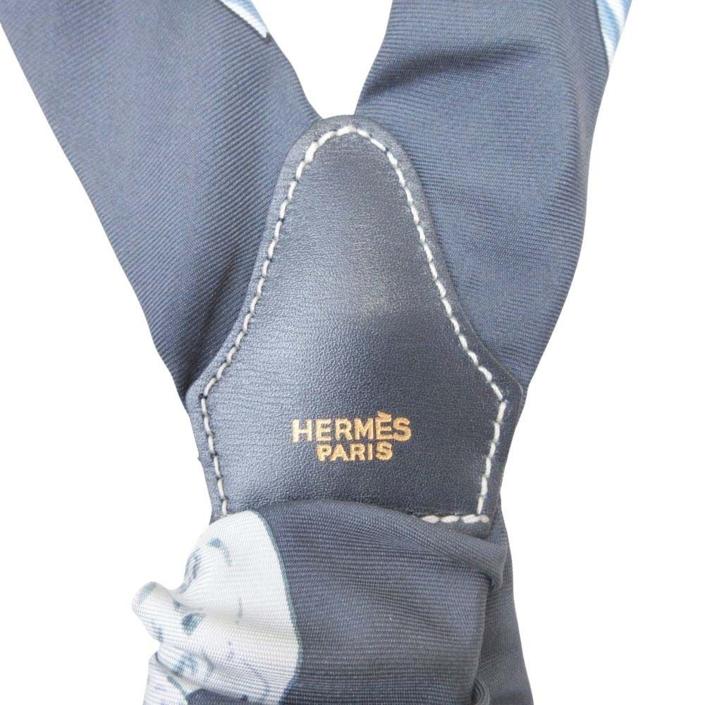 Hermes Suspenders Hanging Belt Silk Gold Vintage Blue
