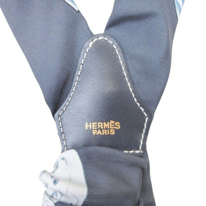 Hermes Suspenders Hanging Belt Silk Gold Vintage Blue