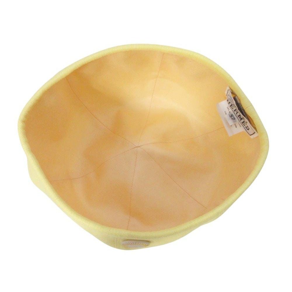 Hermes Gabrielle Beret Linen Silk Hat Cap 57 cm Yellow Handbag