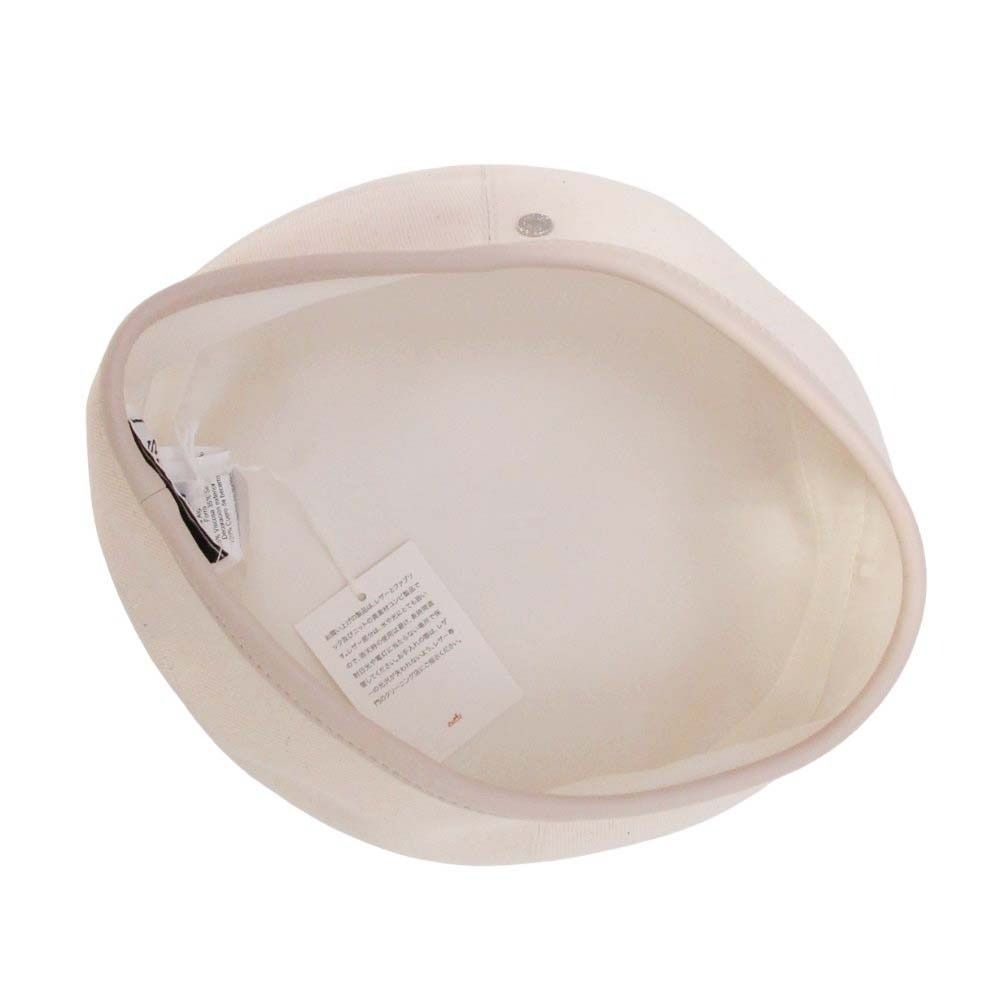 Hermes Gabrielle Beret Denim Leather Trim Series Button Hat 57 cm Ivory Handbag