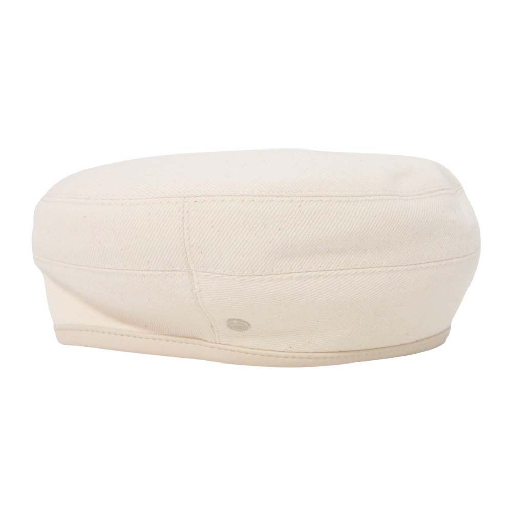 Hermes Gabrielle Beret Denim Leather Trim Series Button Hat 57 cm Ivory Handbag