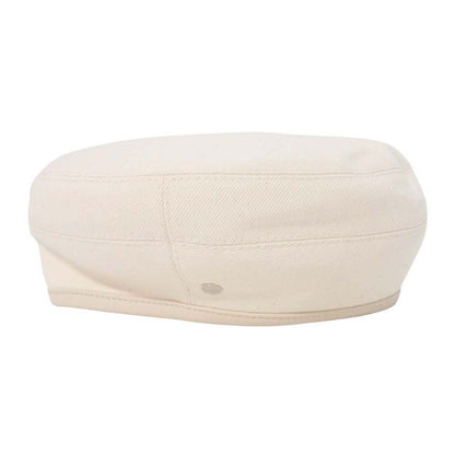 Hermes Gabrielle Beret Denim Leather Trim Series Button Hat 57 cm Ivory Handbag